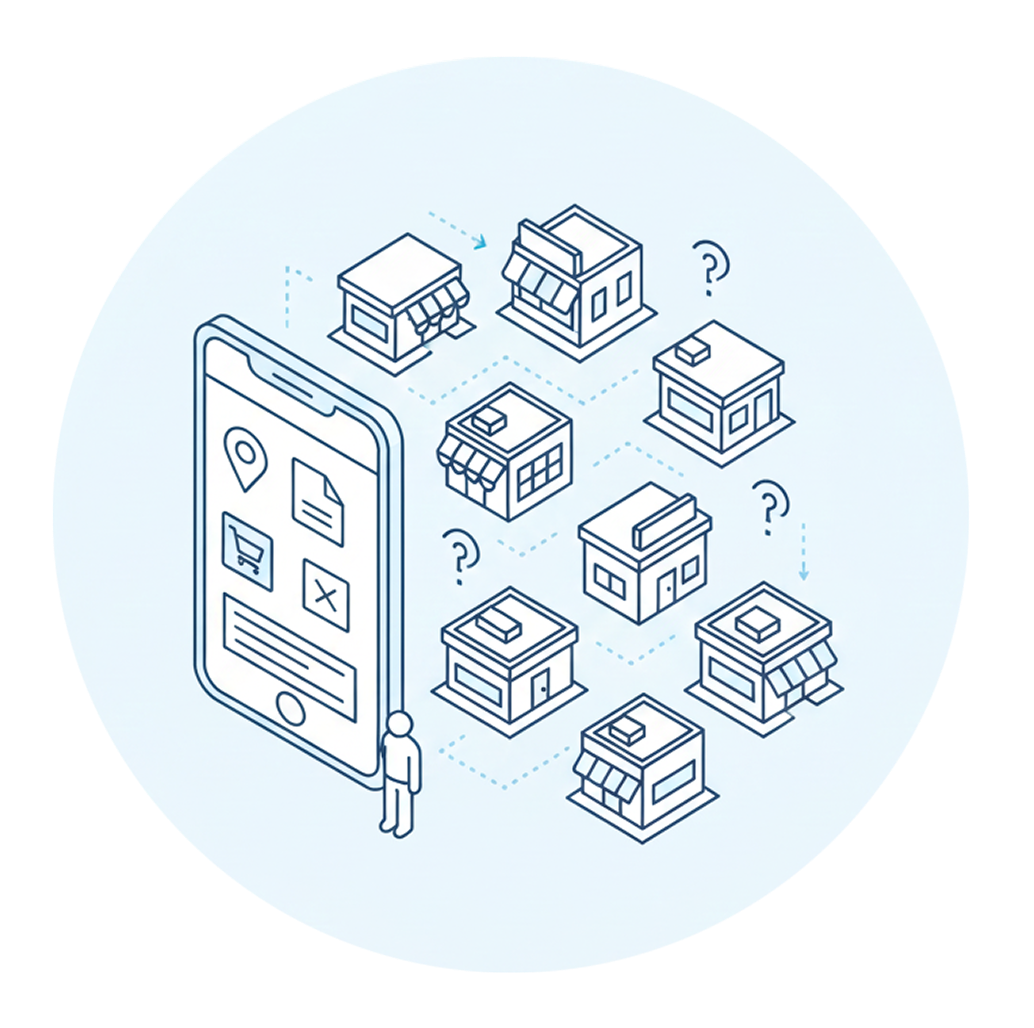 店舗の情報が整理できていないイメージ