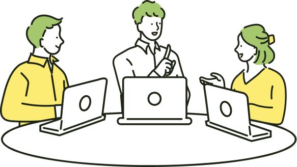 PCを操作する3人のイラスト